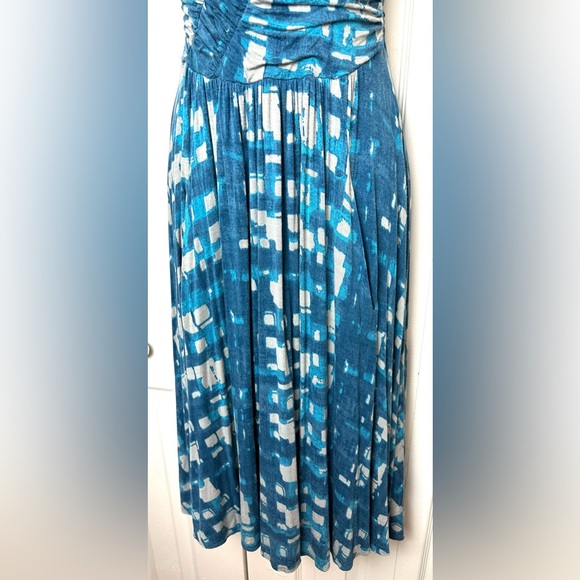 Anthro PLENTY By TRACY REESE Walkway Midi Dress Jersey Knit Teal Blue Ruched - Picture 9 of 15